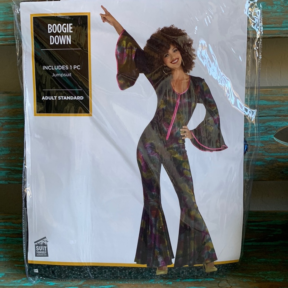 New Boogie Down Adult Standard Size Disco Style Halloween Costume Jumpsuit